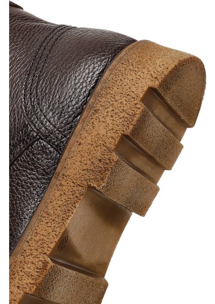 Erkek Kahverengi Fermuarlı Kalın Tabanlı Deri Bot 25WFD7517FT