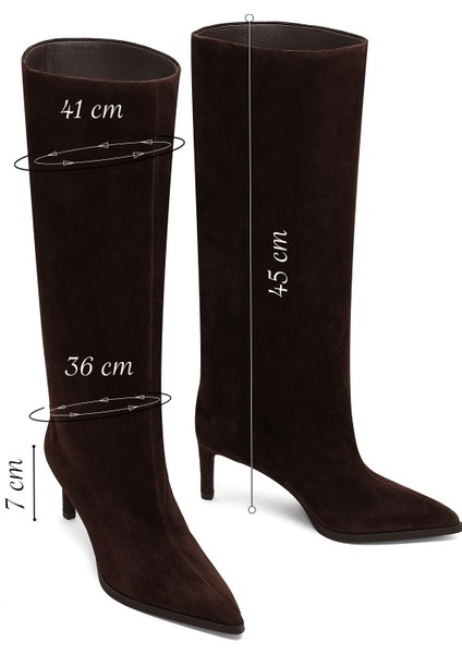 Kadın Kahverengi Ince Topuklu Süet Deri Çizme 25WFD491710 fiyatları