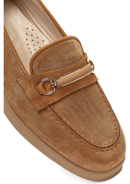 Kadın Taba Tokalı Süet Deri Comfort Loafer 25AFD154010