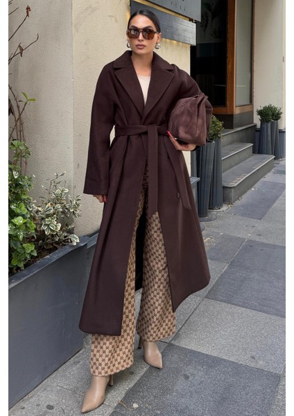 Punto Dikiş Detaylı Oversize Premium Kaban KAHVE 3108