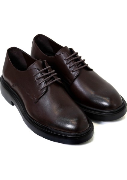 Deri Kalın Tabanlı Klasik Taba Ayakkabı