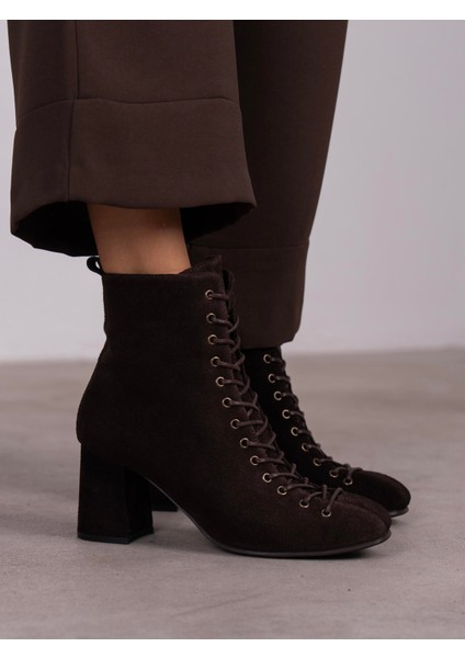 Gigi Kahve Süet Hakiki Deri Bot