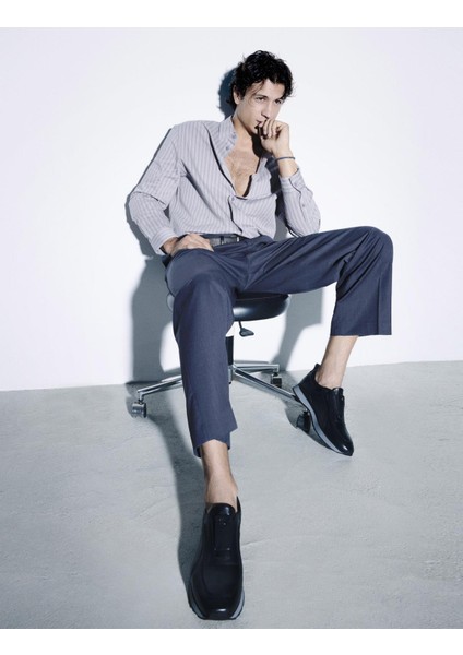 Alek Hakiki Deri Siyah Erkek Spor Ayakkabı