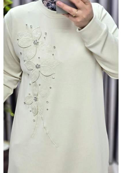 Kadın Giyim Büyük Beden Modal Çiçek Aplik Tunik fiyatları