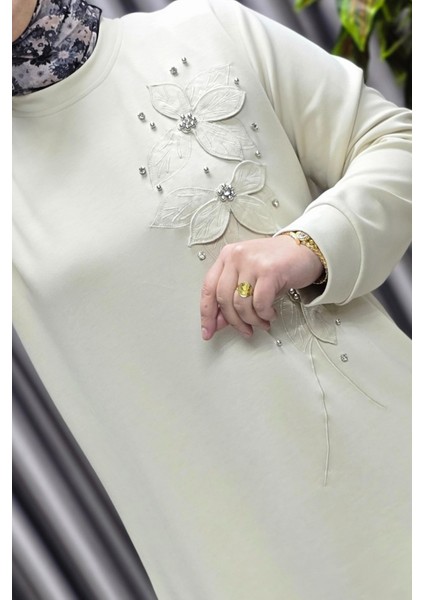 Kadın Giyim Büyük Beden Modal Çiçek Aplik Tunik indirimleri