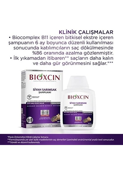 Bioxcin Siyah Sarımsak 3 Al 2 Öde Saç Dökülmesine Karşı Bitkisel Şampuan (3 x 300 Ml)