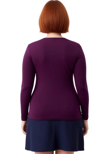 Kadın Örme Bluz Büyük Beden Asimetrik Yaka ve Şık Aksesuar Detayı Kaliteli Şık Rahat Modern modelleri