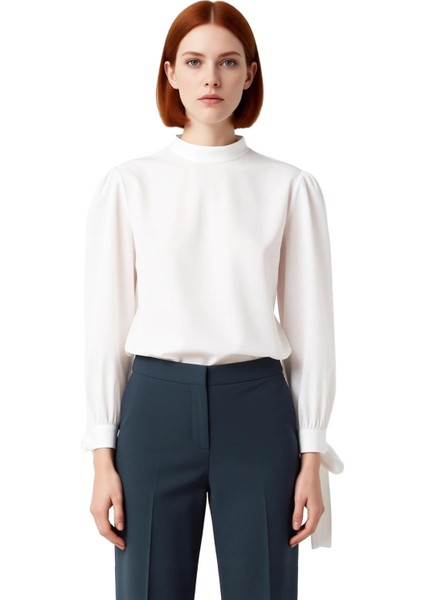 Zarif Bağlama Detaylı Dik Yaka Saten Bluz Kadın Giyim Kaliteli Şık Rahat Modern Zarif Günlük modelleri