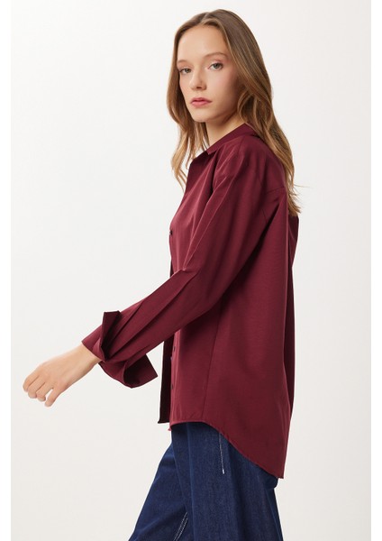 Basic Dokuma Gömlek LUB0299 Bordo fırsatları