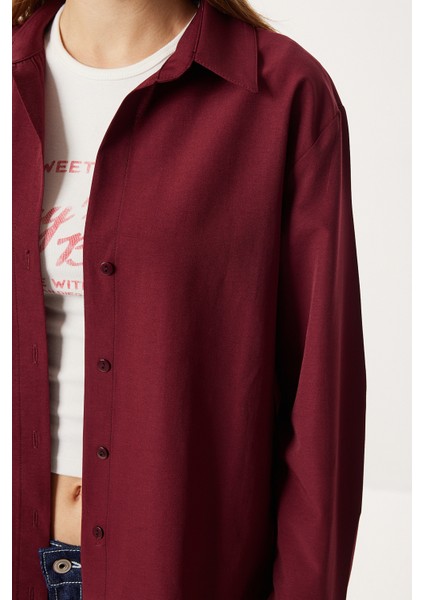 Basic Dokuma Gömlek LUB0299 Bordo indirimleri