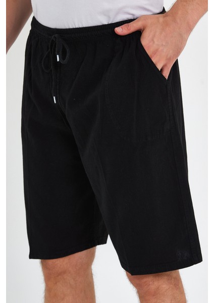 Yazlık Keten Görünümlü Kargo Cep Lastikli, Bol Kesim Toprak Renk Şort 201-30 modelleri