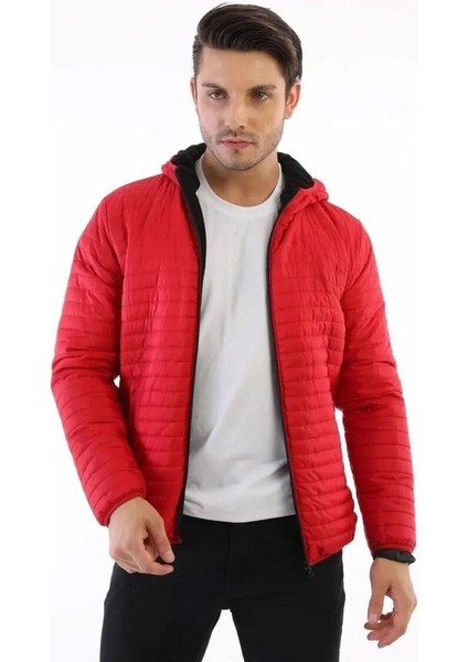 İçi Astarlı Su ve Rüzgar Geçirmez Cepli Kapüşonlu Erkek Mont