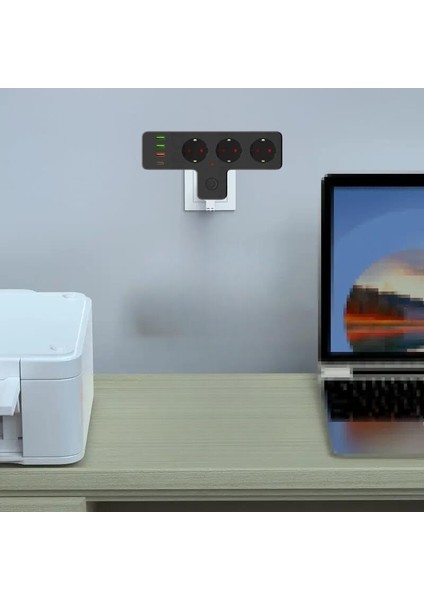 Yeni Nesil 3&apos;lü Duvar Priz Akım Korumalı Priz 3 x Usb, 1 x Type-C 20W Pd Giriş Ofis Ev Okul
