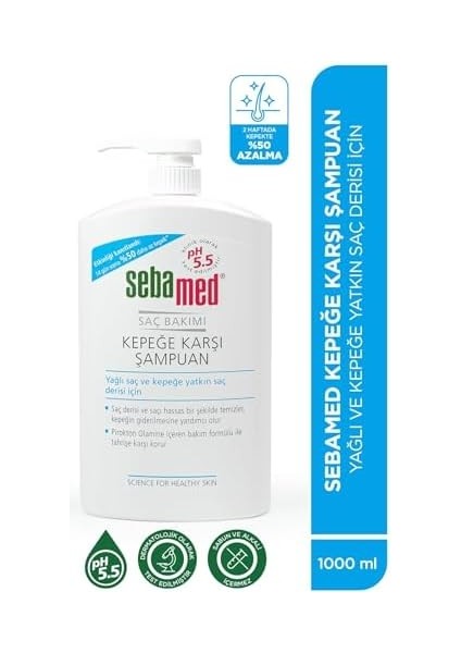Sebamed Kepek Karşıtı Pirokton Olamin Içerikli Yağlanma Önleyici Etkili Şampuan 1000 ml