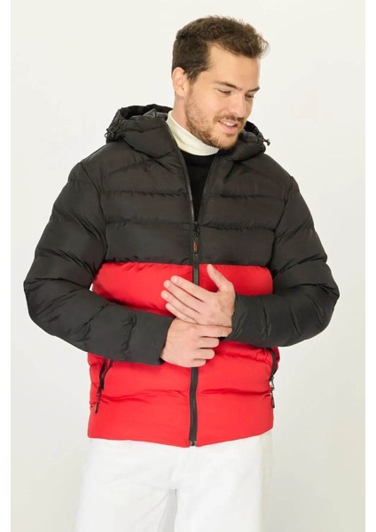 İçi Astarlı Su ve Rüzgar Geçirmez Cepli Kapüşonlu Erkek Mont