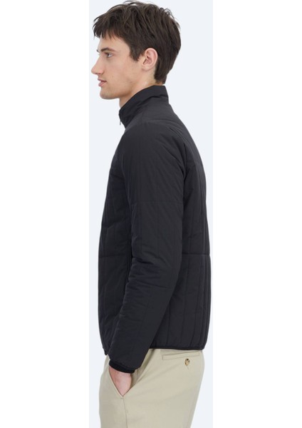 Siyah Regular Fit Dik Yaka Casual Dokuma Mont fırsatları