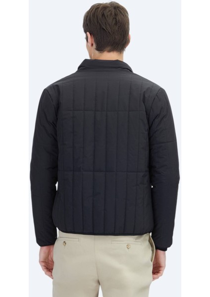 Siyah Regular Fit Dik Yaka Casual Dokuma Mont indirimleri