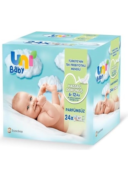 Uni Baby Hassas Dokunuş Islak Mendil, 24 x 52 Yaprak, 6 - 12 Ay fiyatları