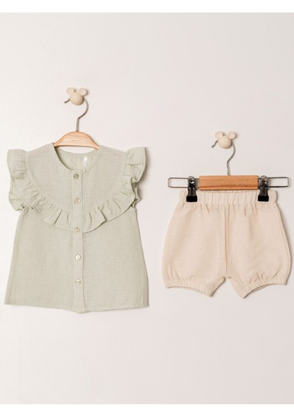 Şile Bezi Gömlek ve Şort Takımı – 3-24 Ay Yazlık Bebek Set