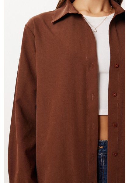 Basic Dokuma Gömlek LUB0299 Kahverengi modelleri
