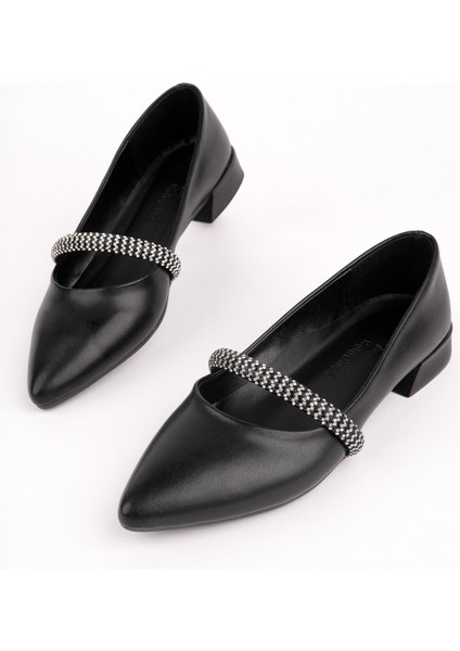 BA04595 Siyah G Kadın Geniş Taşlı Günlük Büyük Numara Babet - 36 fırsatları