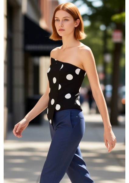 Kadın Straplez Bluz Modern Kesim Dokuma Kumaş Üst Model Kaliteli Şık Rahat Modern Zarif Günlük fırsatları