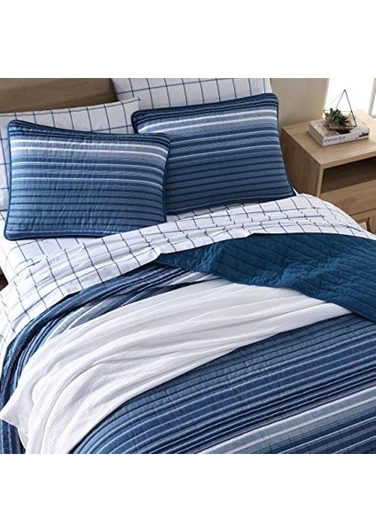 | Lüks Ultra Yumuşak Pamuk Yorgan 3 Parça Set, Ev Dekoru Için Şık Zarif Tasarım, Mavi, fiyatları