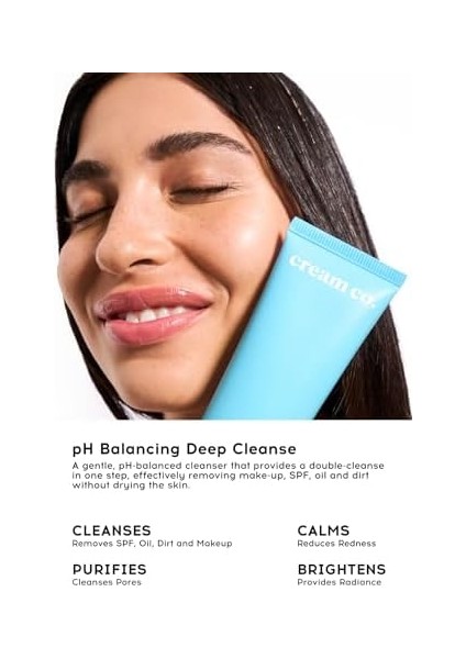 Cream Co. Ph Dengeli Krem Yüz Makyaj Temizleyici, Çift Aşamalı, Yeşil Çay Özü Aloe Vera, Tüm Cilt Tipleri