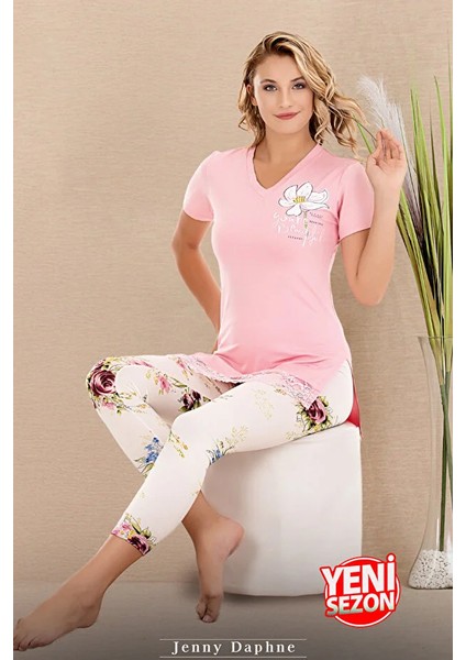 Lady Baskılı Kapri Pijama Takımı