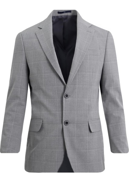 Gri Mono Yaka Klasik Ceket