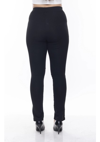 Kadın Siyah Beli Lastikli Paça Dantelli Toparlayıcı Tayt fiyatları