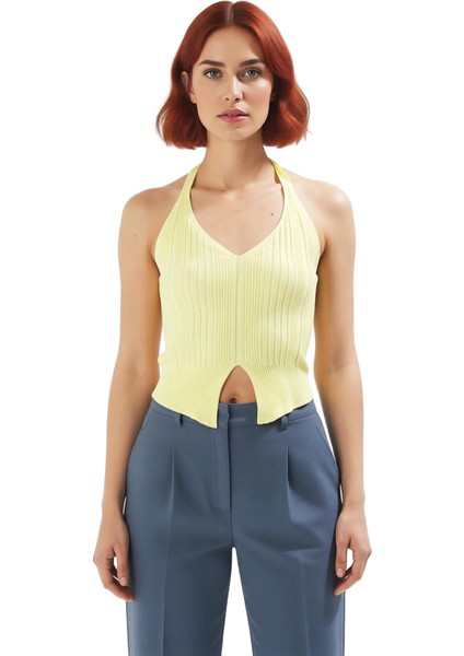 Kadınlar Için Crop Triko Üst Ince Askılı Boyundan Bağlamalı Günlük Kullanım Kaliteli Şık Rahat fiyatları