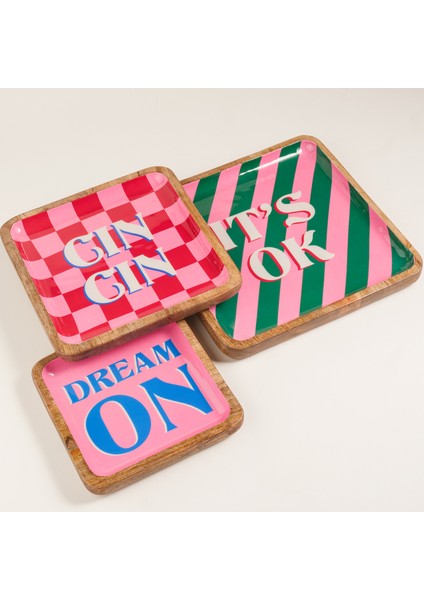 Lakrı Mango Ağacı Tepsi 20X20X3 cm Pembe