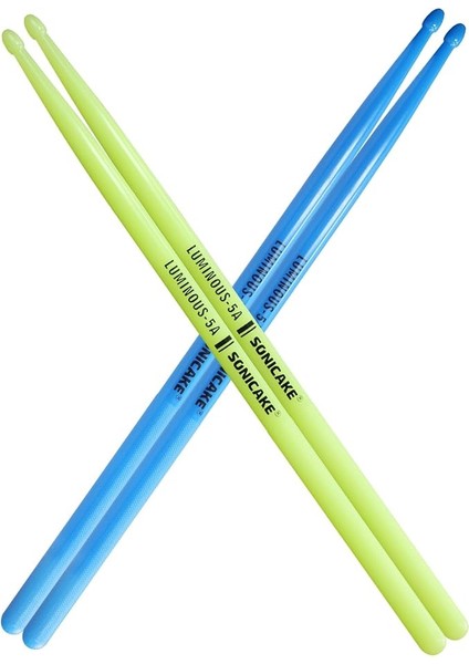 Davul Çubukları Işıklı Işık Yukarı Kaymaz Kollar Baget 2 Çift (1 Çift Mavi, 1 Çift Yeşil)