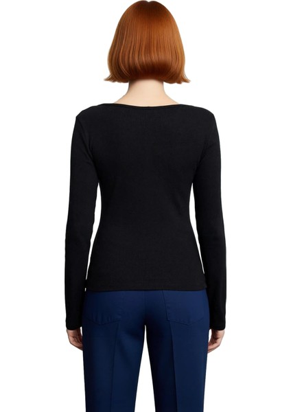 Kadın Uzun Kollu Kalp Yaka Büzgülü Düğmeli Üst Kaliteli Şık Rahat Modern Zarif Günlük modelleri