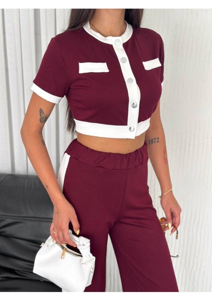 Kadın Modal Kumaş Garnili Kısa Kollu Hırka Pantolon Takım fırsatları