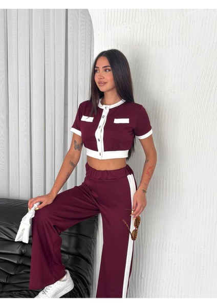 Kadın Modal Kumaş Garnili Kısa Kollu Hırka Pantolon Takım indirimleri