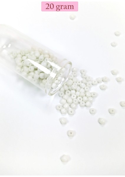 Litaetrend Dökme Cam Kum Boncuk Büyük Boy (6/0) 4 mm - 20 Gram - Beyaz - BNC075