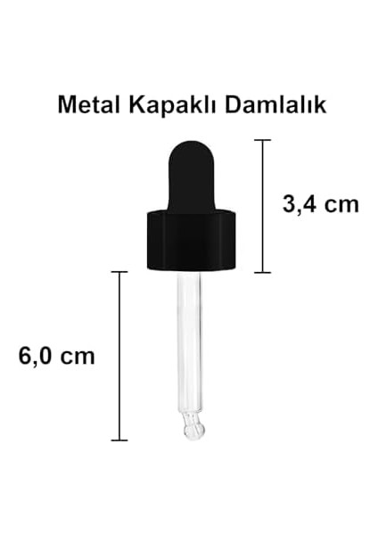 30 ml Metal Kapaklı Damlalık Dropper Şişesi Serum 30 cc Cam Şişe 6 Adet (Siyah Kapak, Şeffaf) fiyatları