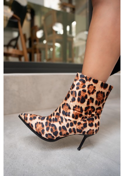 Miyo Leopar Süet Sivri Burunlu Topuklu Bot fırsatları