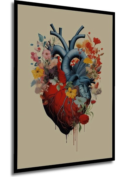 Dekoratif Ahşap Dikdörtgen Tablo Çiçekli Kalp Çerçeve Görünümlü modelleri