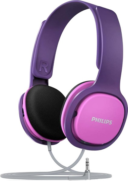 SHK2000 Kablolu Kulak Üstü Çocuk Kulaklığı Pembe/mor