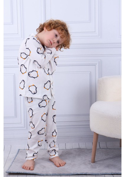 103 Erkek Çocuk Uzun Kollu Gömlek Pijama Takım-Beyaz fiyatları