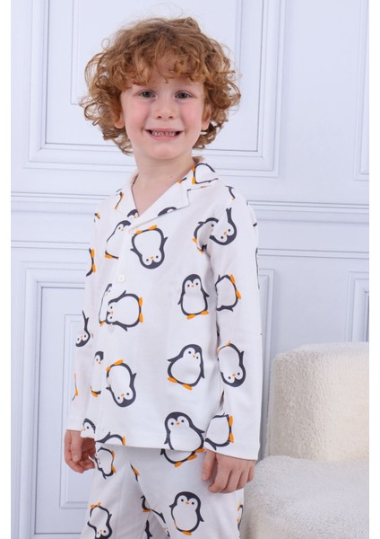 103 Erkek Çocuk Uzun Kollu Gömlek Pijama Takım-Beyaz fırsatları