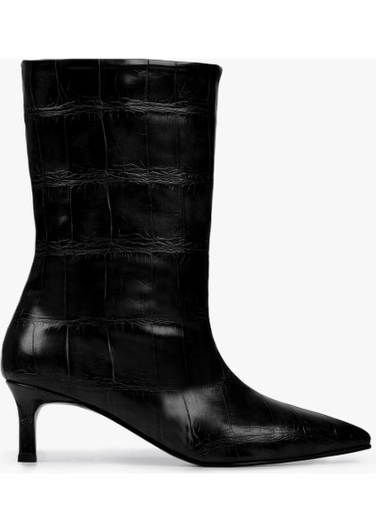 Kadın Velina Siyah Kroko Kısa Topuklu Bot fiyatları