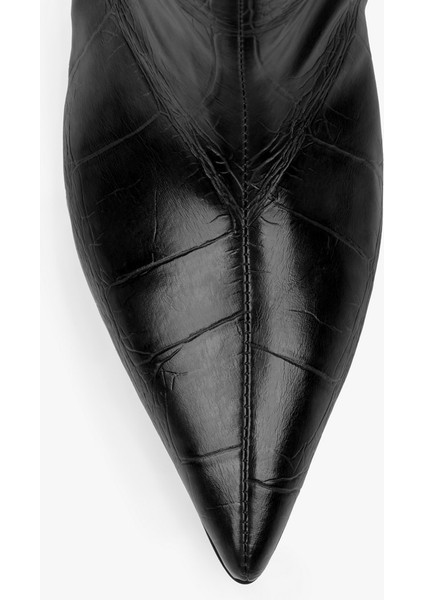 Kadın Velina Siyah Kroko Kısa Topuklu Bot fırsatları