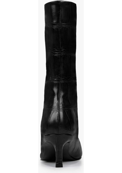 Kadın Velina Siyah Kroko Kısa Topuklu Bot indirimleri