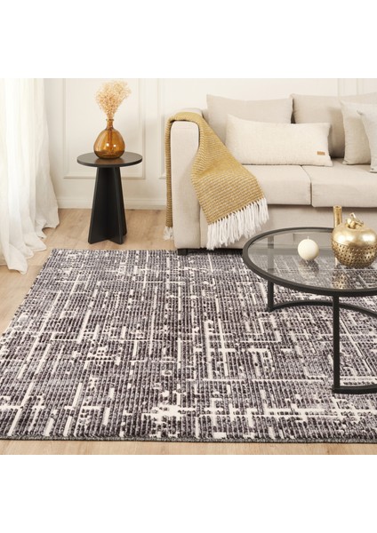 7/24 Iskandinav Sten Antrasit Salon Mutfak Halısı Yolluk