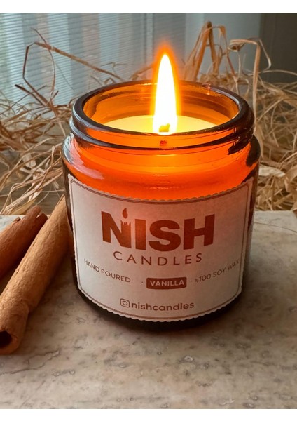 Soya Mumu Vanilya Kokulu Kapaklı Cam Kavanozda