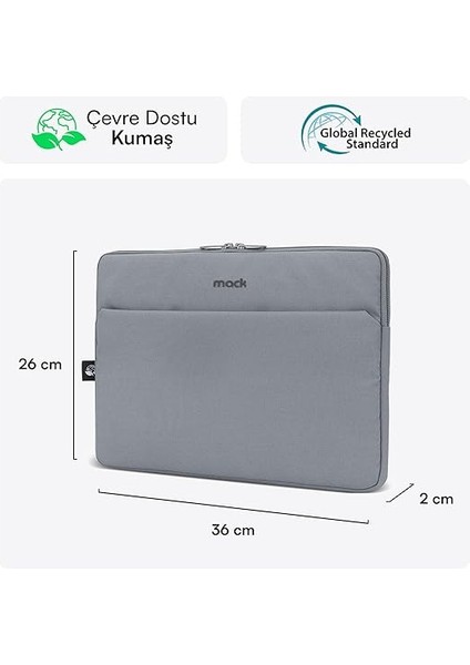 MCE-1502 14.1" Nova Eco Çevre Dostu 13-14 Inç Yeni MacBook Pro Için Kılıf, Aksesuar Bölmeli Laptop Kılıfı, Ykk Fermuarlı Notebook & Tablet Kılıfı, Gri fiyatları